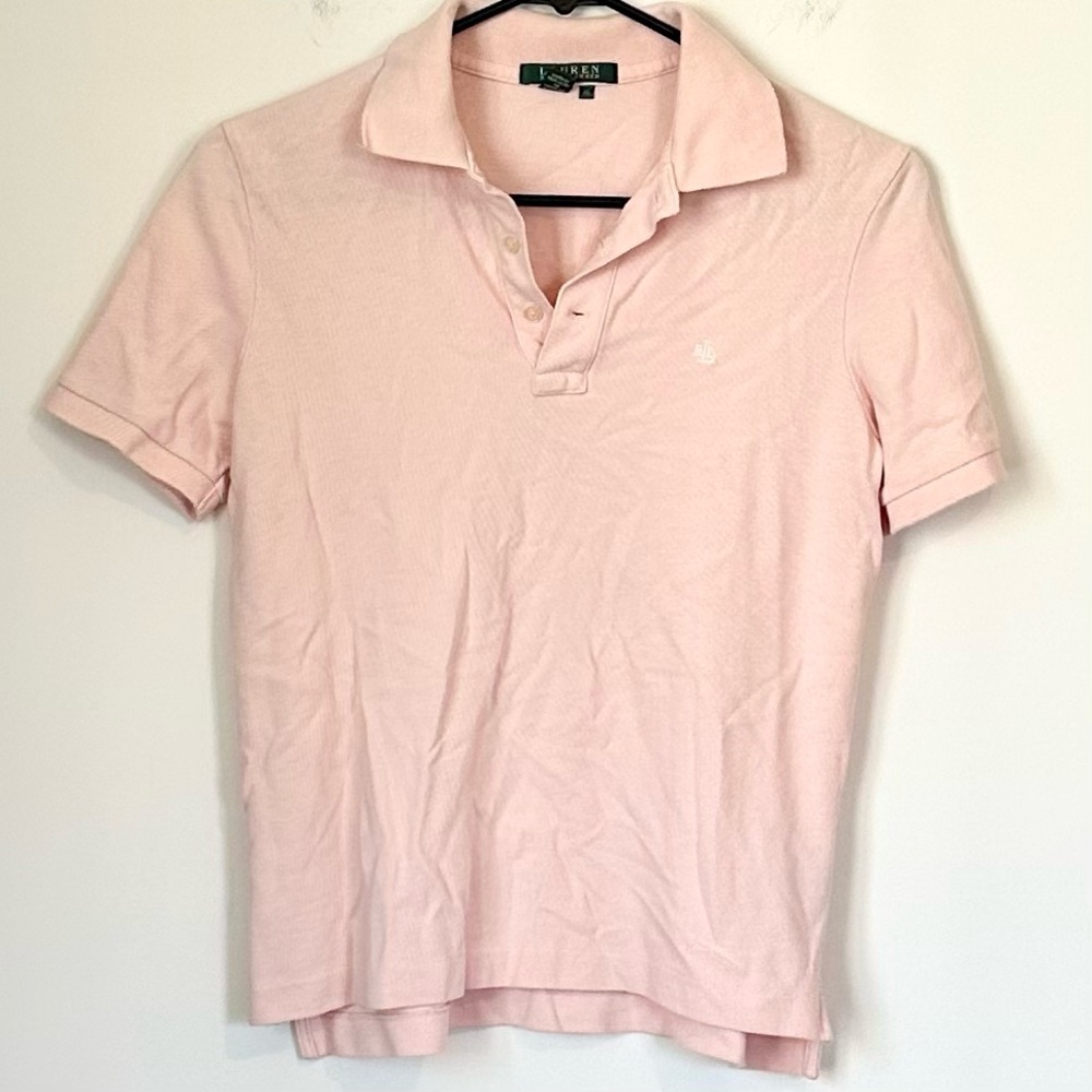 Lauren Ralph Lauren Light Peach Pink Cotton Polo Shirt - Size: Extra Small